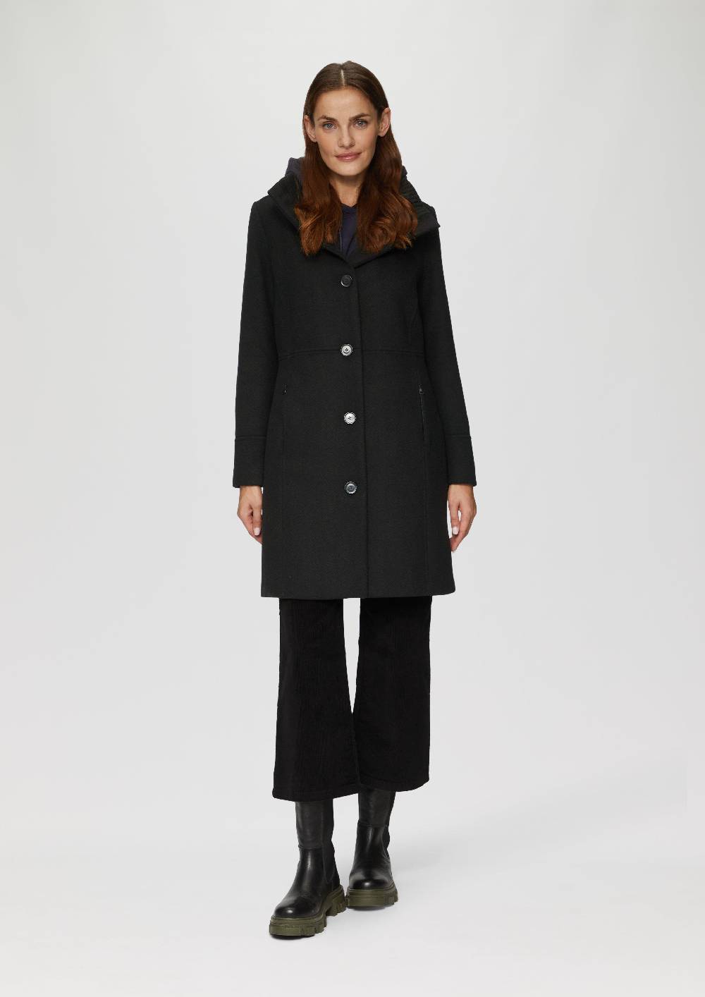 S.Oliver Twillmantel Mit Strick-Stehkragen Und Eingrifftaschen