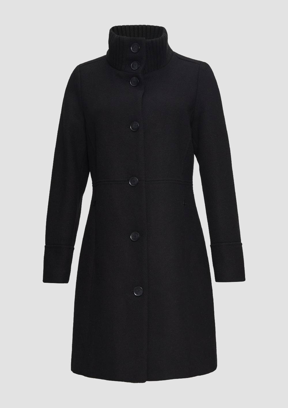 S.Oliver Twillmantel Mit Strick-Stehkragen Und Eingrifftaschen