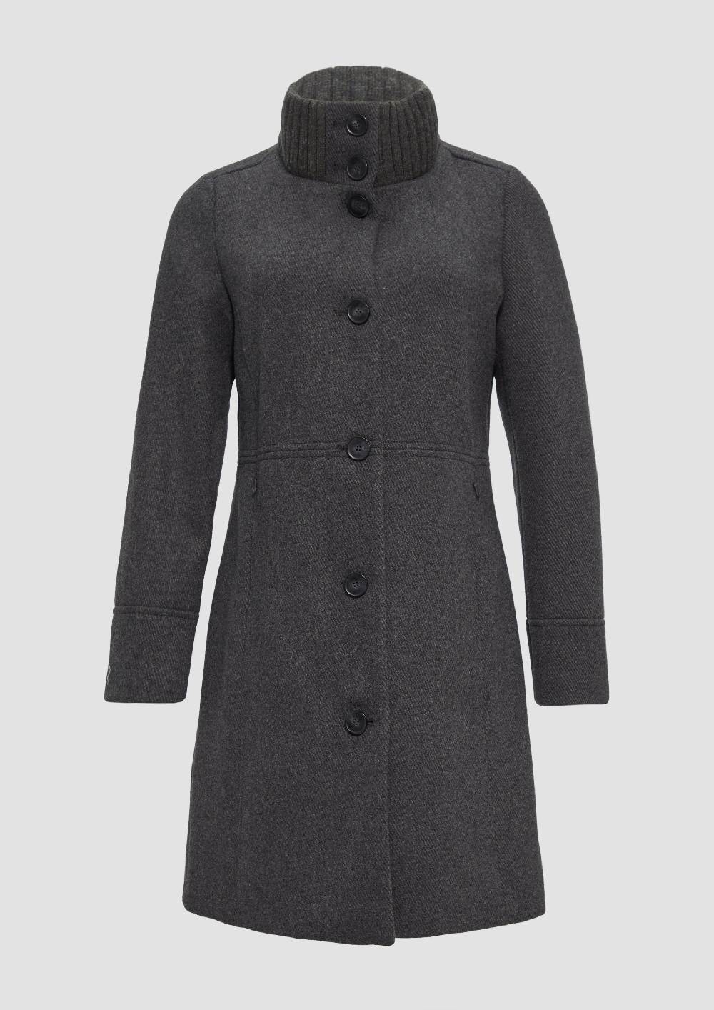 S.Oliver Twillmantel Mit Strick-Stehkragen Und Eingrifftaschen