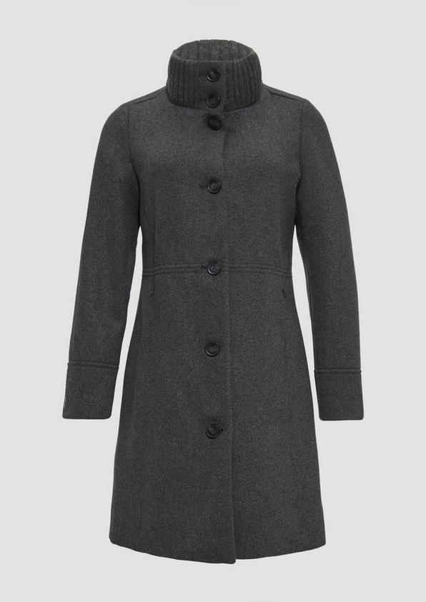 s.Oliver Twillmantel mit Strick-Stehkragen und Eingrifftaschen