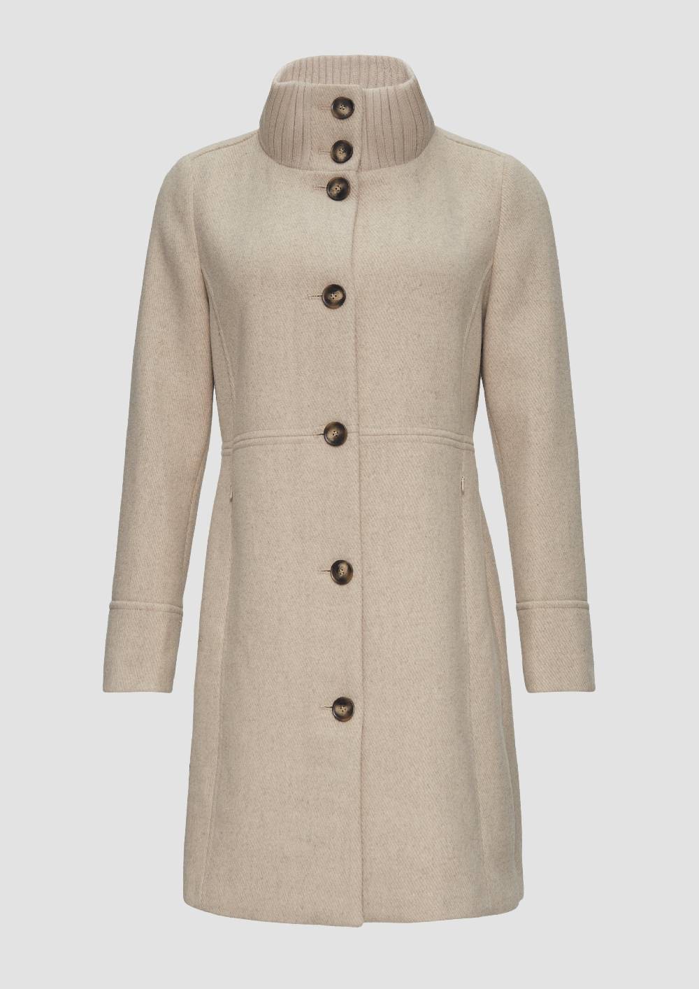 S.Oliver Twillmantel Mit Strick-Stehkragen Und Eingrifftaschen