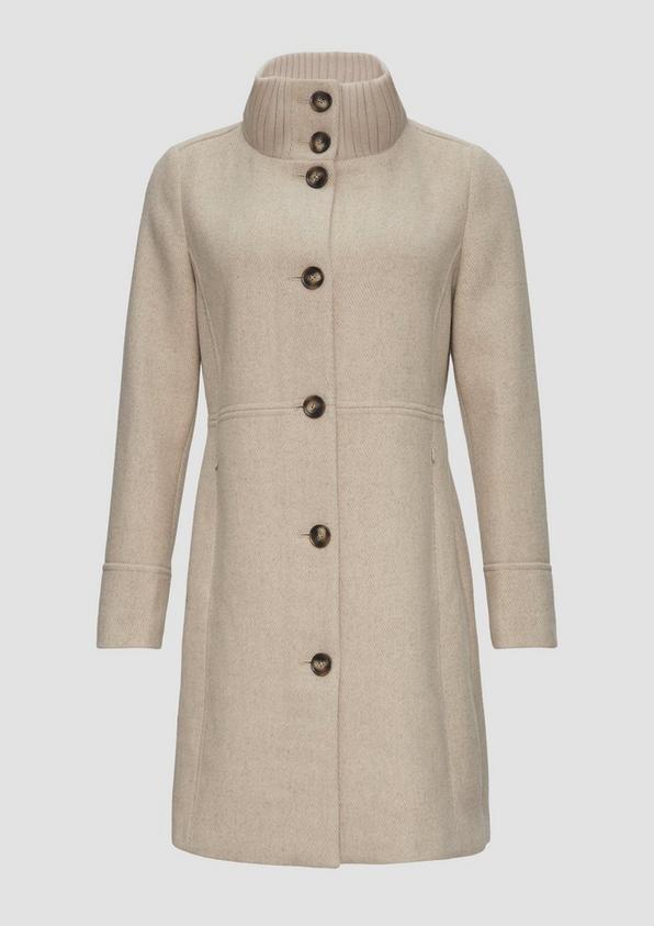 s.Oliver Twillmantel mit Strick-Stehkragen und Eingrifftaschen