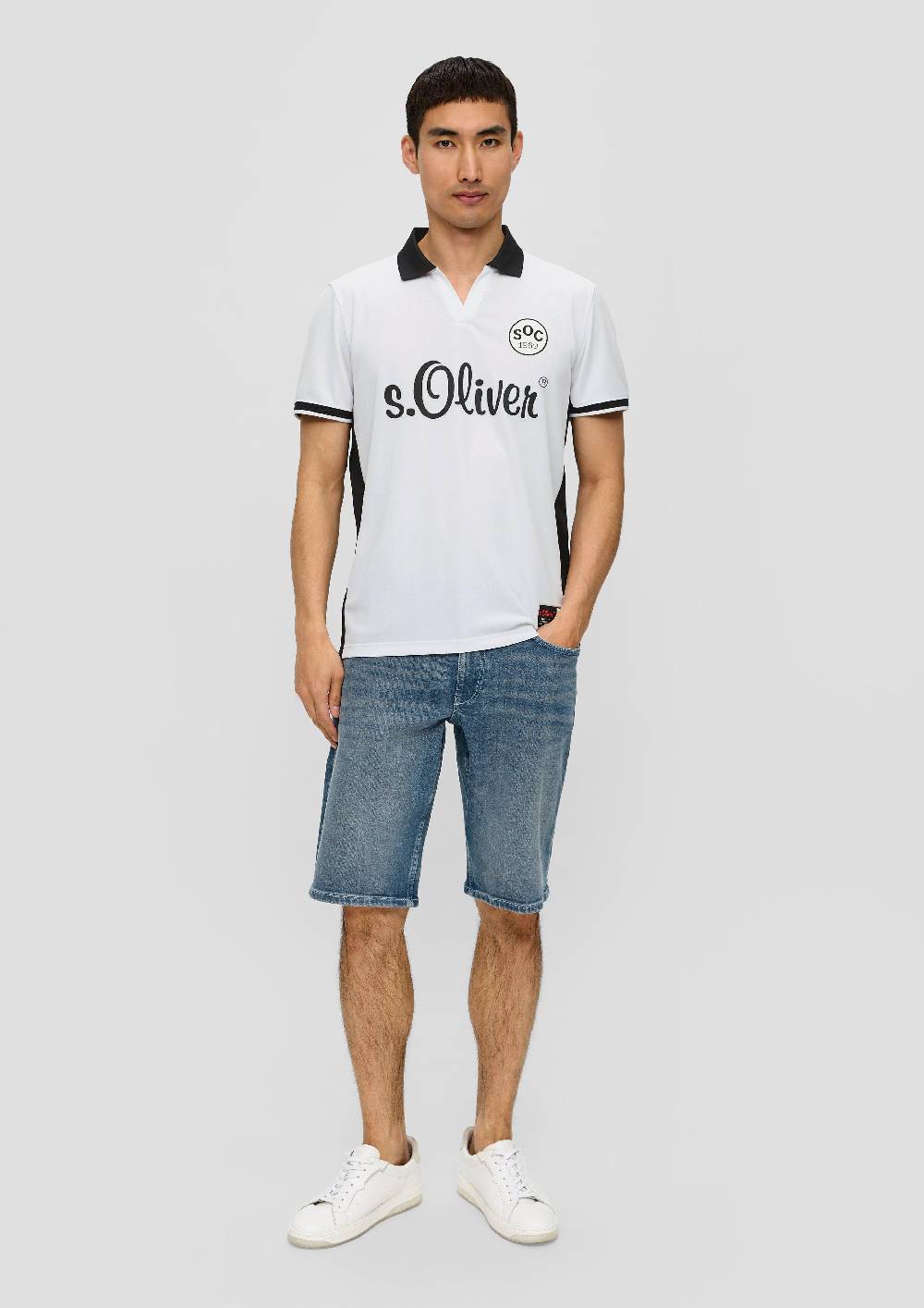 S.Oliver Unisex Poloshirt Mit EM-Print Und Offenem Kragen