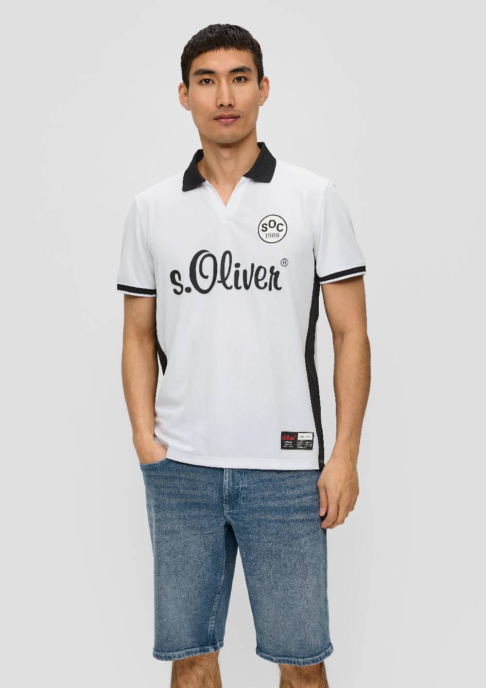 S.Oliver Unisex Poloshirt Mit EM-Print Und Offenem Kragen