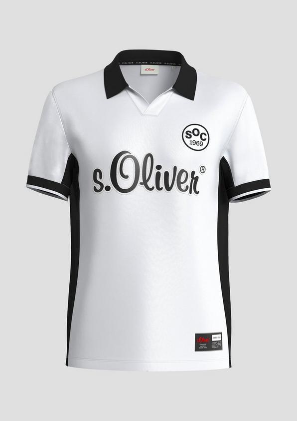 s.Oliver Unisex Poloshirt mit EM-Print und offenem Kragen