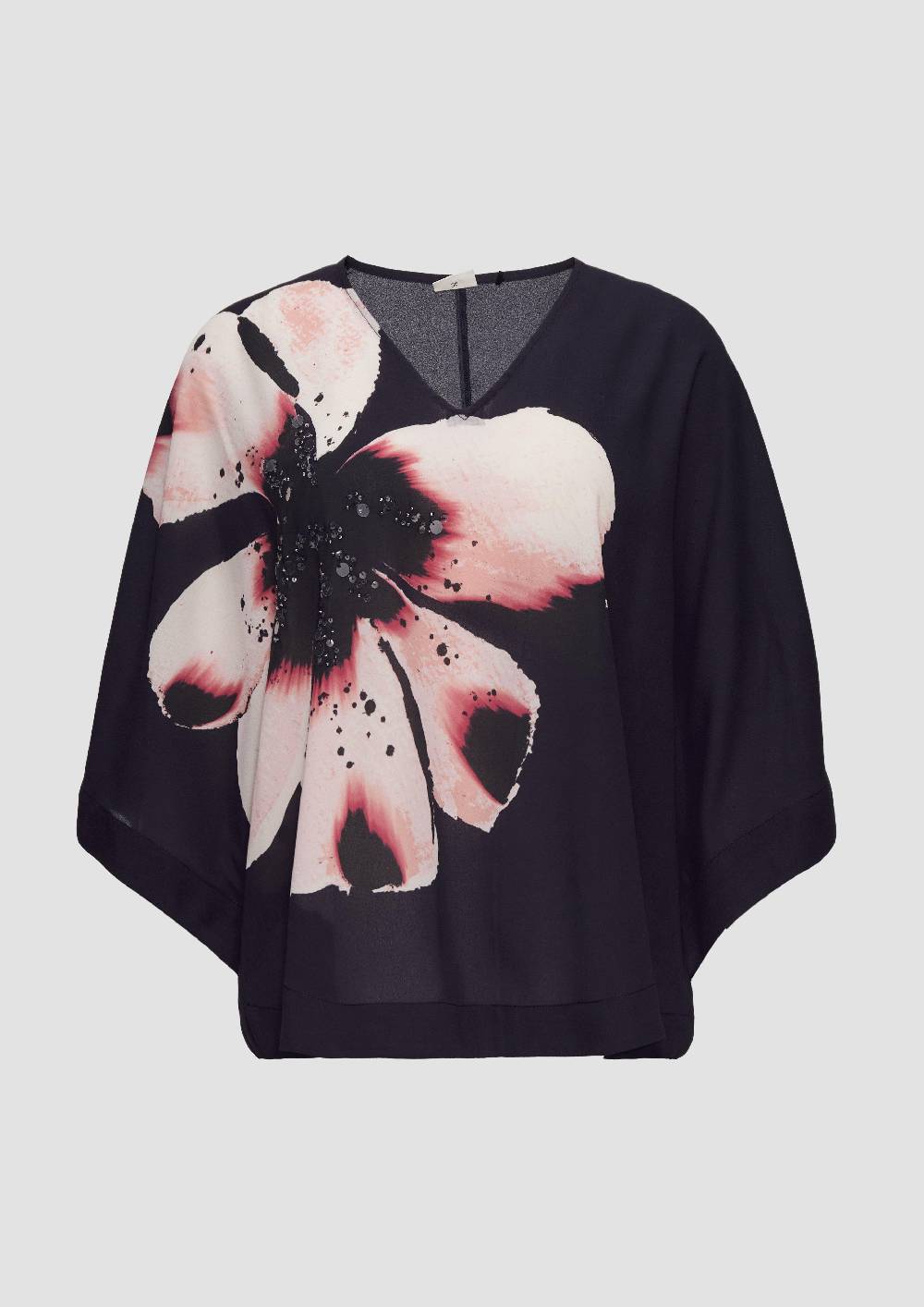 S.Oliver Verkürzte Crêpe-Bluse Im Loose Fit Mit Pailletten