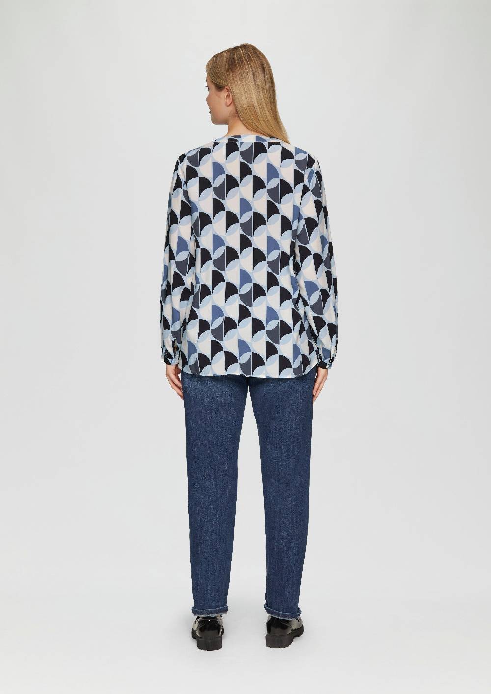 S.Oliver Viskose-Bluse Mit Raffdetails Und All-over-Print