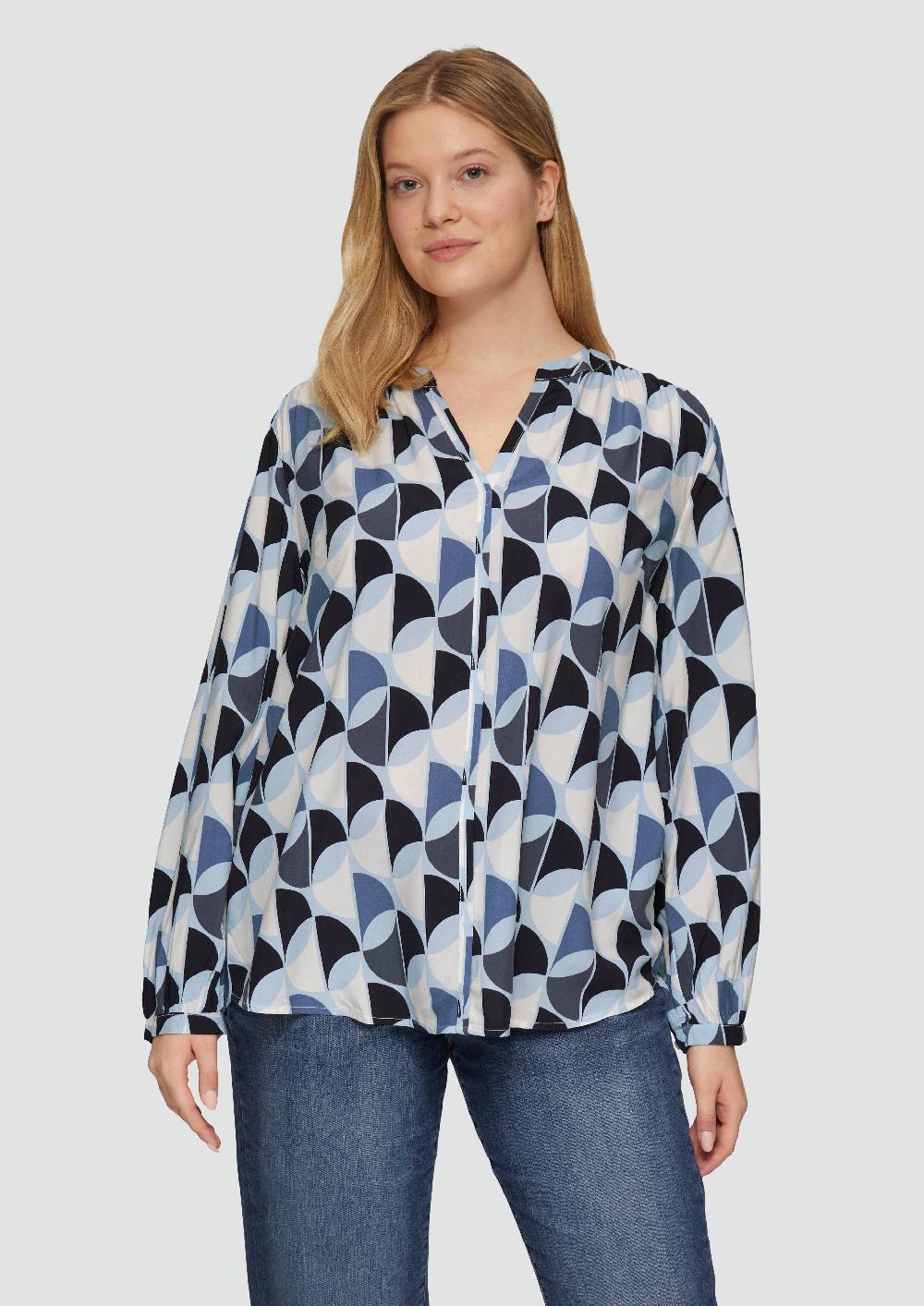 S.Oliver Viskose-Bluse Mit Raffdetails Und All-over-Print