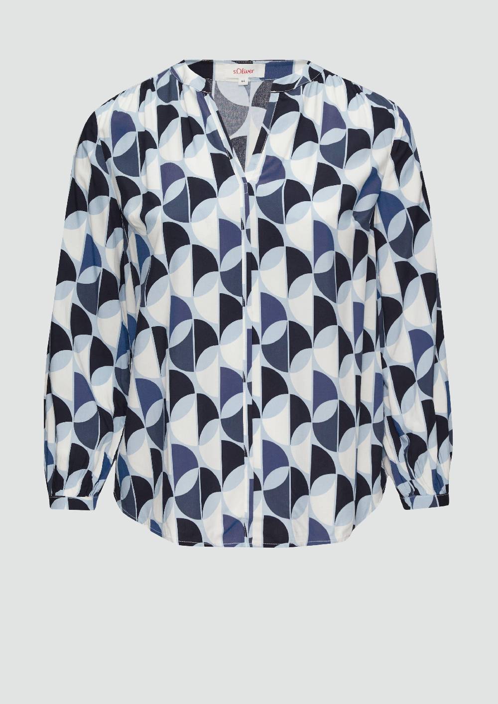 S.Oliver Viskose-Bluse Mit Raffdetails Und All-over-Print