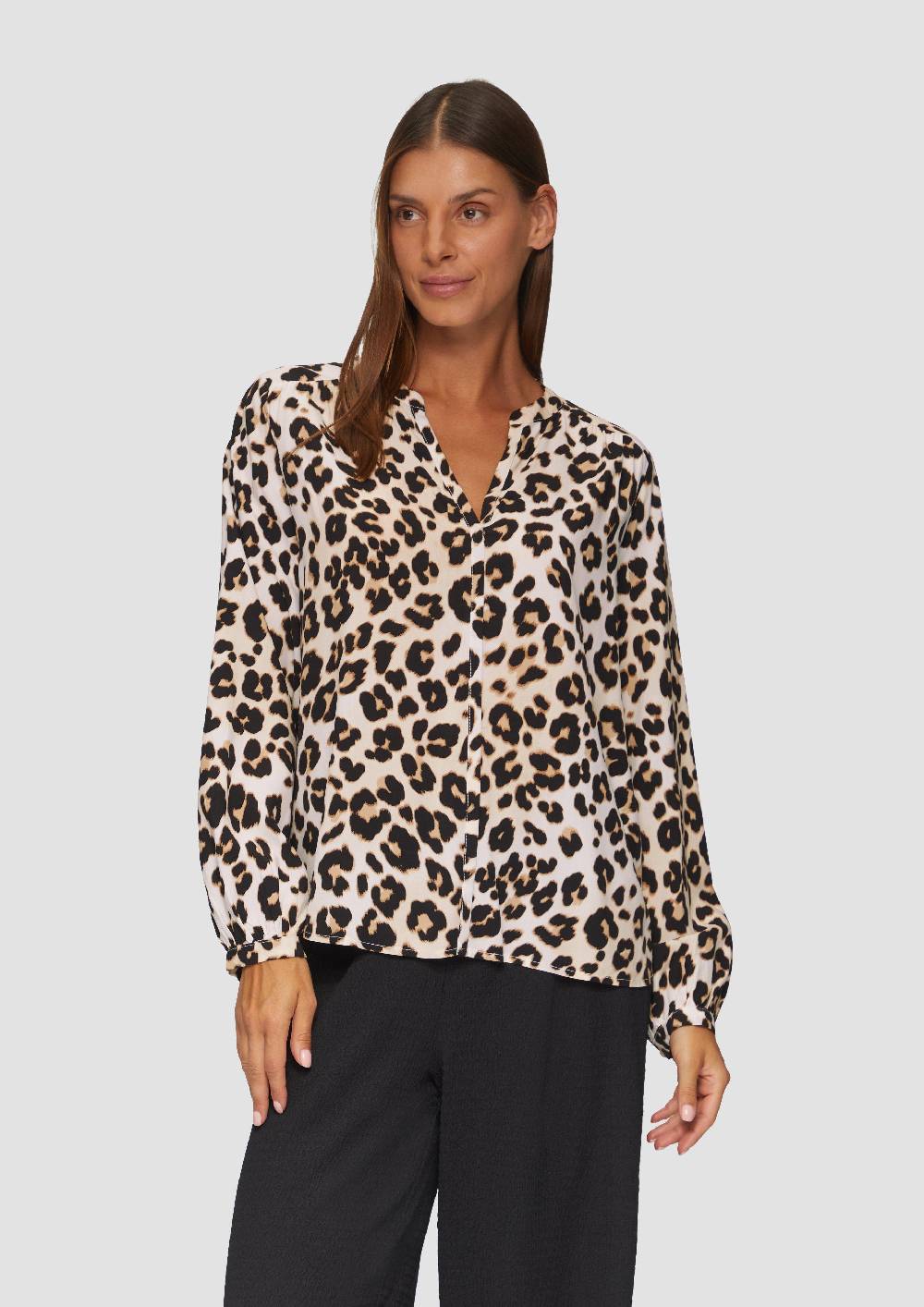 S.Oliver Viskose-Bluse Mit Raffdetails Und All-over-Print