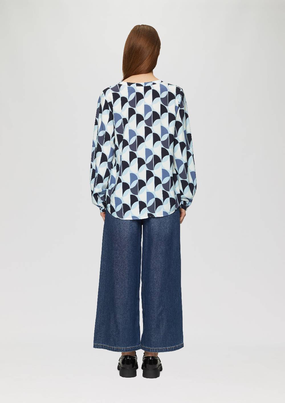 S.Oliver Viskose-Bluse Mit Raffdetails Und All-over-Print