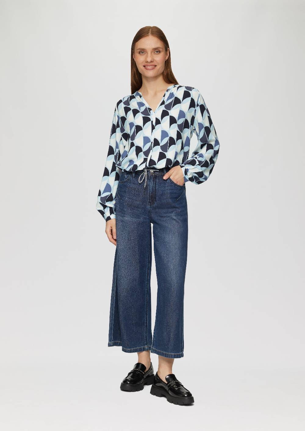 S.Oliver Viskose-Bluse Mit Raffdetails Und All-over-Print