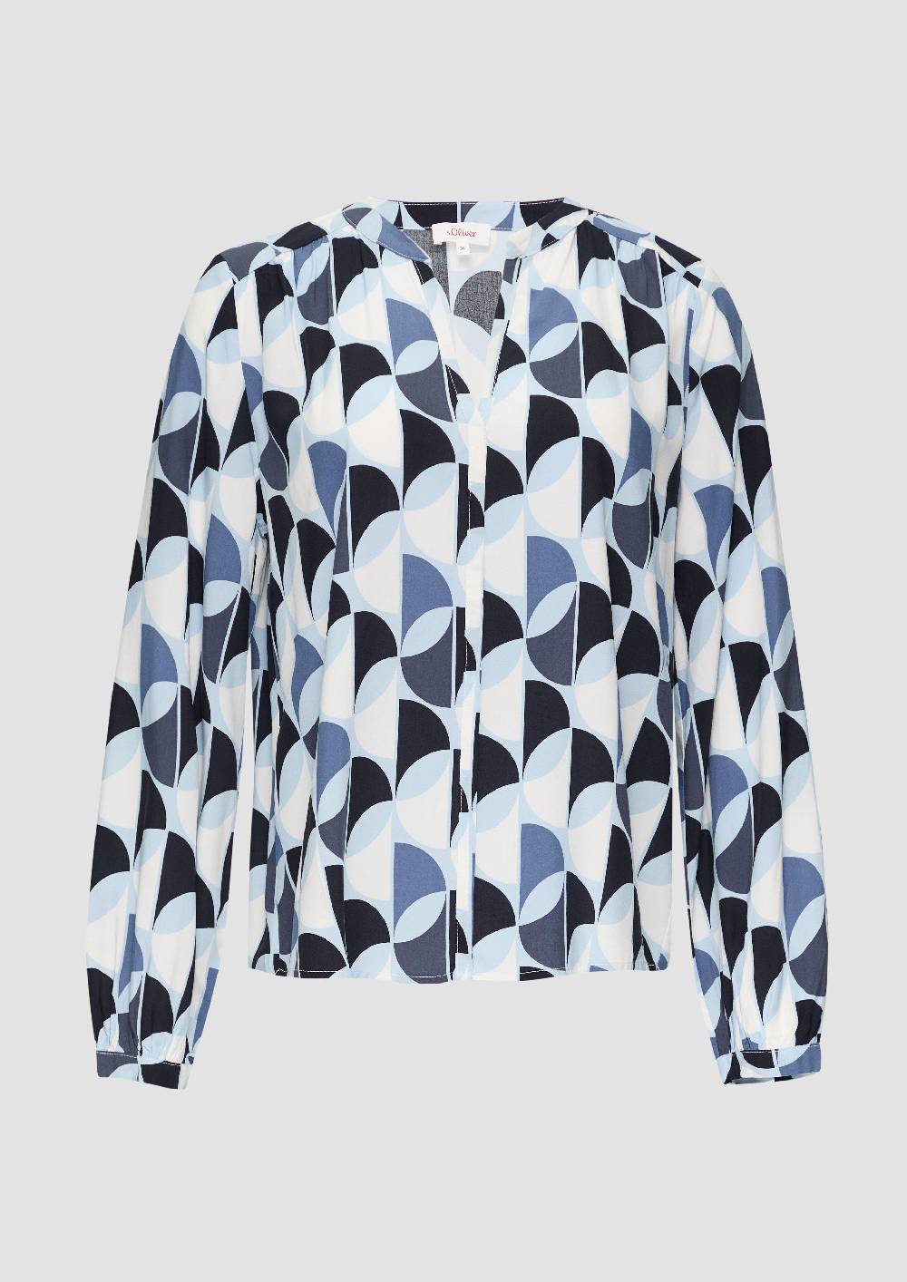 S.Oliver Viskose-Bluse Mit Raffdetails Und All-over-Print