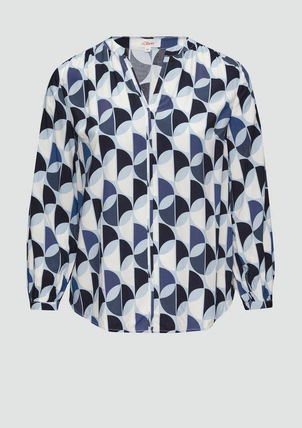 s.Oliver Viskose-Bluse mit Raffdetails und All-over-Print