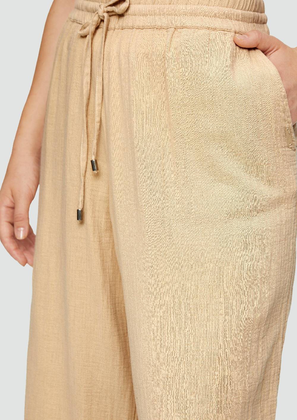 S.Oliver Wide Leg-Hose Aus Musselin Mit Elastikbund