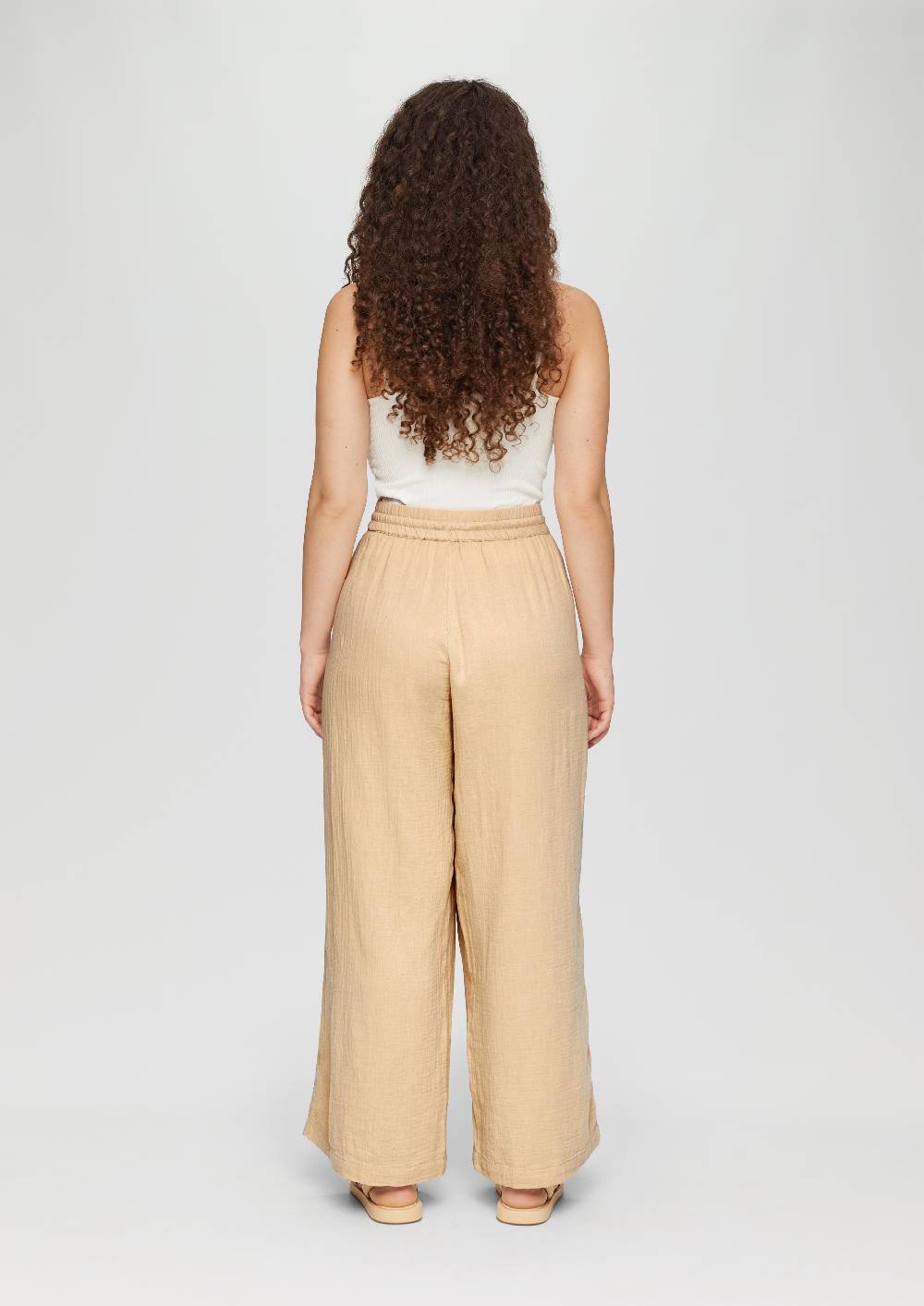 S.Oliver Wide Leg-Hose Aus Musselin Mit Elastikbund