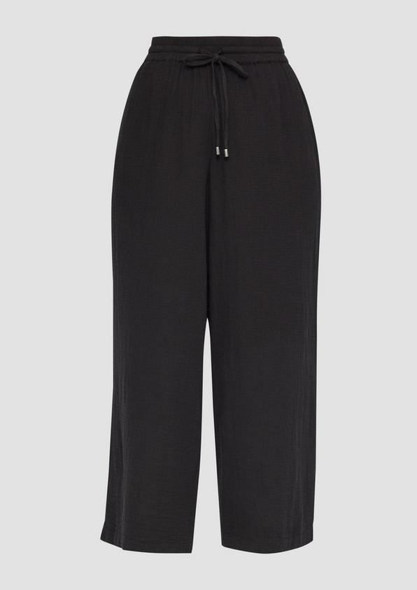 s.Oliver Wide Leg-Hose aus Musselin mit Elastikbund