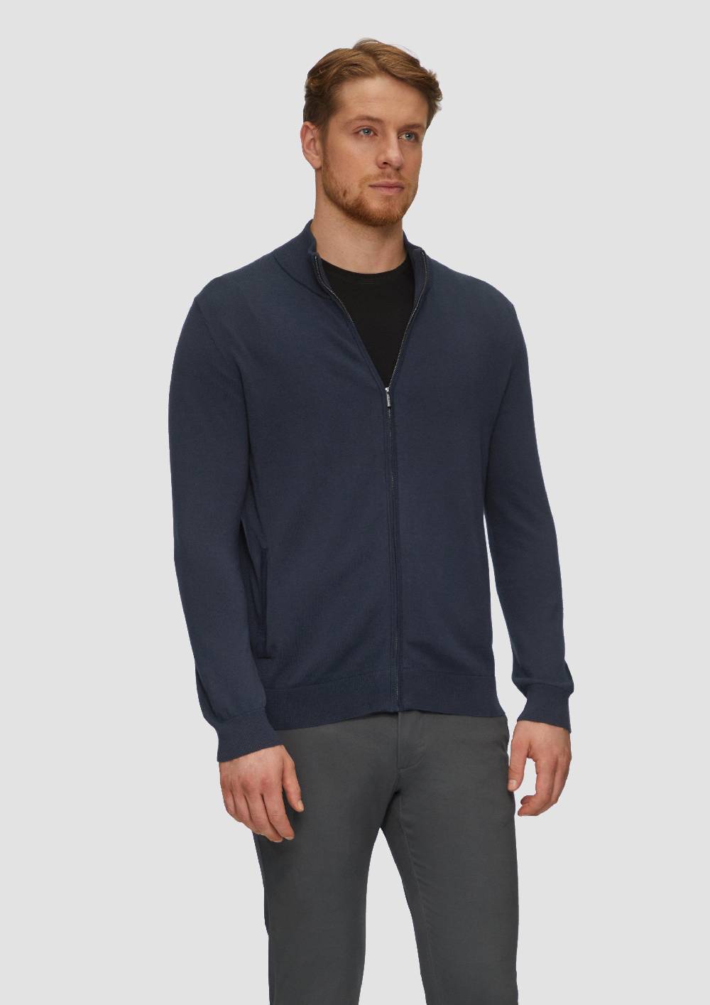 S.Oliver Zip-Jacke Aus Feinem Strick Mit Stehkragen