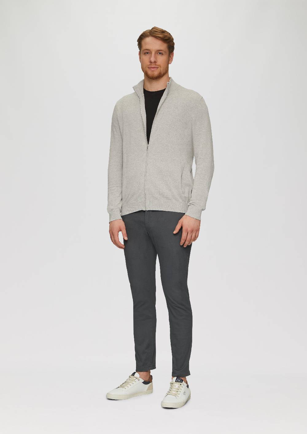 S.Oliver Zip-Jacke Aus Feinem Strick Mit Stehkragen