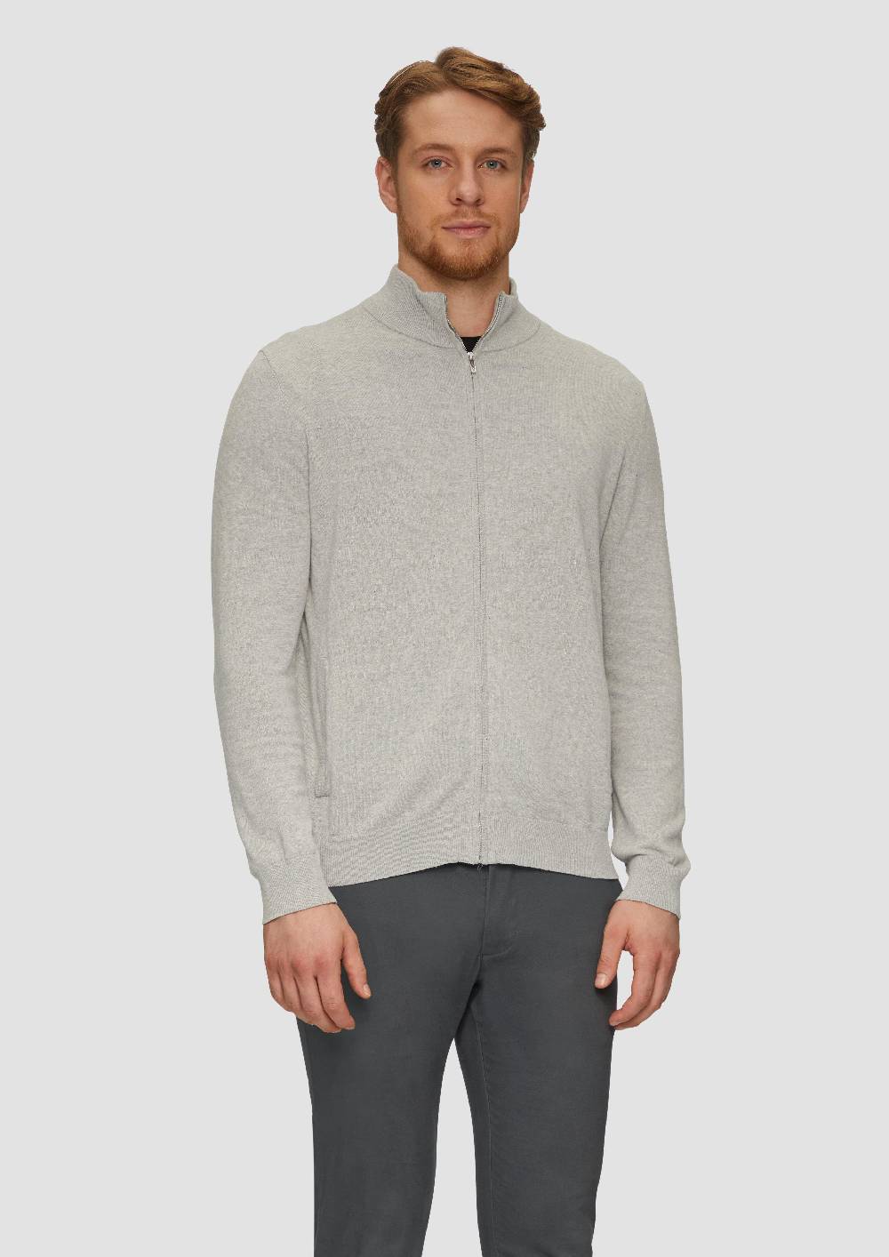 S.Oliver Zip-Jacke Aus Feinem Strick Mit Stehkragen