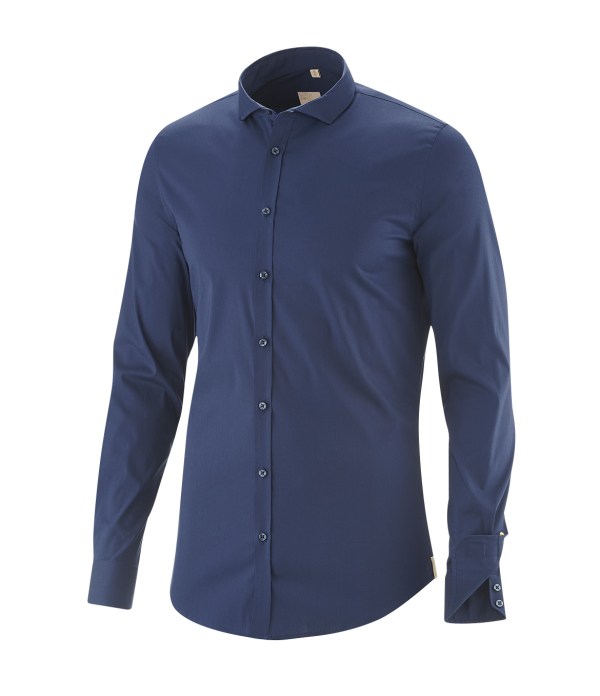 Q1 Manufaktur Q1 Hemd MAIKO Superior Stretch in dunkelblau Standard Hemdlänge