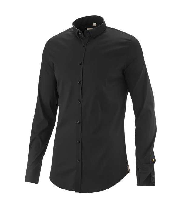 Q1 Manufaktur Q1 Hemd SANDRO Superior Stretch in schwarz Standard Hemdlänge