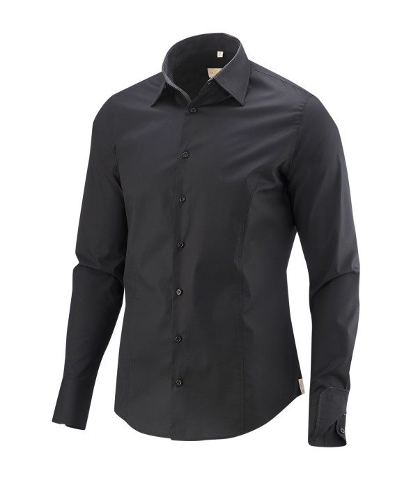 Q1 Manufaktur Q1 Hemd WALTER Comfort Stretch in schwarz verkürzte Hemdlänge