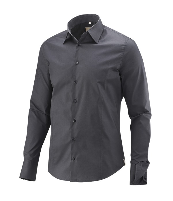 Q1 Manufaktur Q1 Hemd WALTER in Uni Graphit in Comfort Stretch verkürzte Hemdlänge