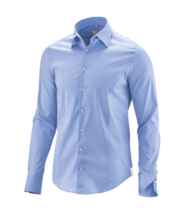 Q1 Manufaktur Q1 Hemd WALTER Superior Stretch in hellblau verkürzte Hemdlänge