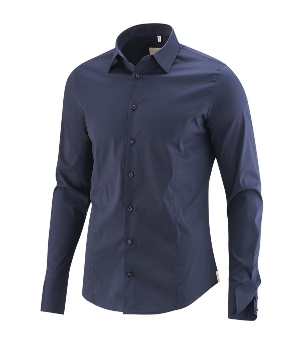 Q1 Manufaktur Q1 Hemd WALTER Superior Stretch in marine verkürzte Hemdlänge