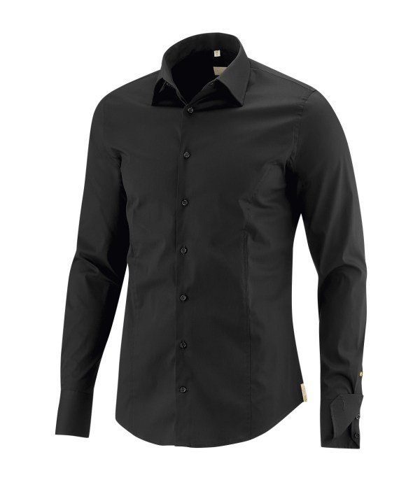 Q1 Manufaktur Q1 Hemd WALTER Superior Stretch in schwarz verkürzte Hemdlänge