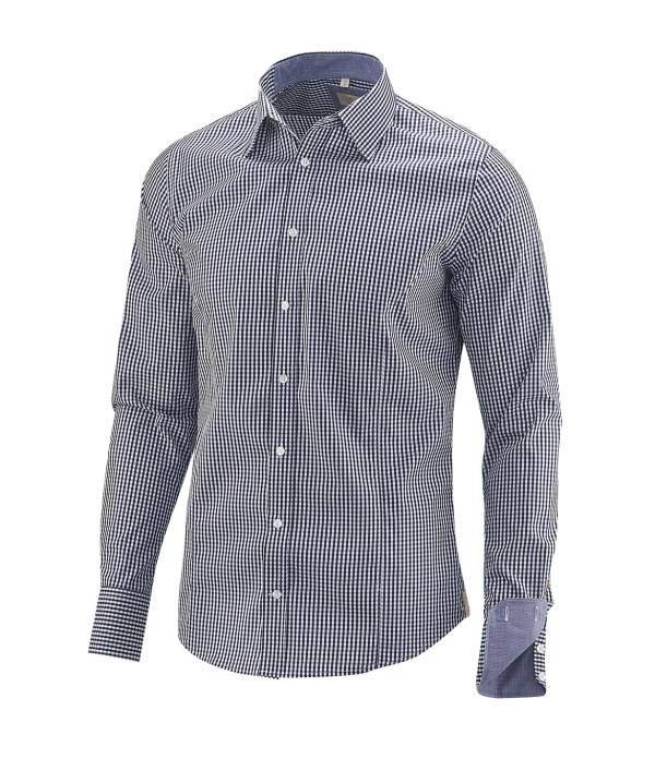 Q1 Manufaktur Q1 Hemd WALTER Superior Stretch in Vichy marine verkürzte Hemdlänge