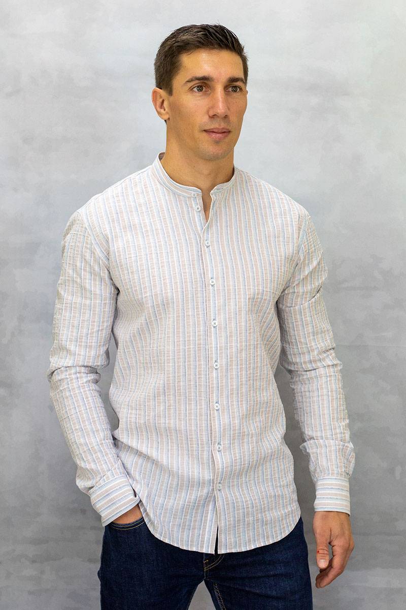 Q1 Manufaktur RENE-Stehkragen Slim Relaxed verkürzte Hemdlänge