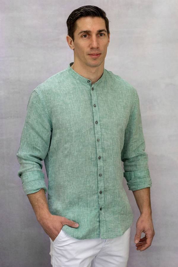 Q1 Manufaktur RENE-Stehkragen Slim Relaxed verkürzte Hemdlänge Q1 Manufaktur RENE-Stehkragen Slim Relaxed verkürzte Hemdlänge