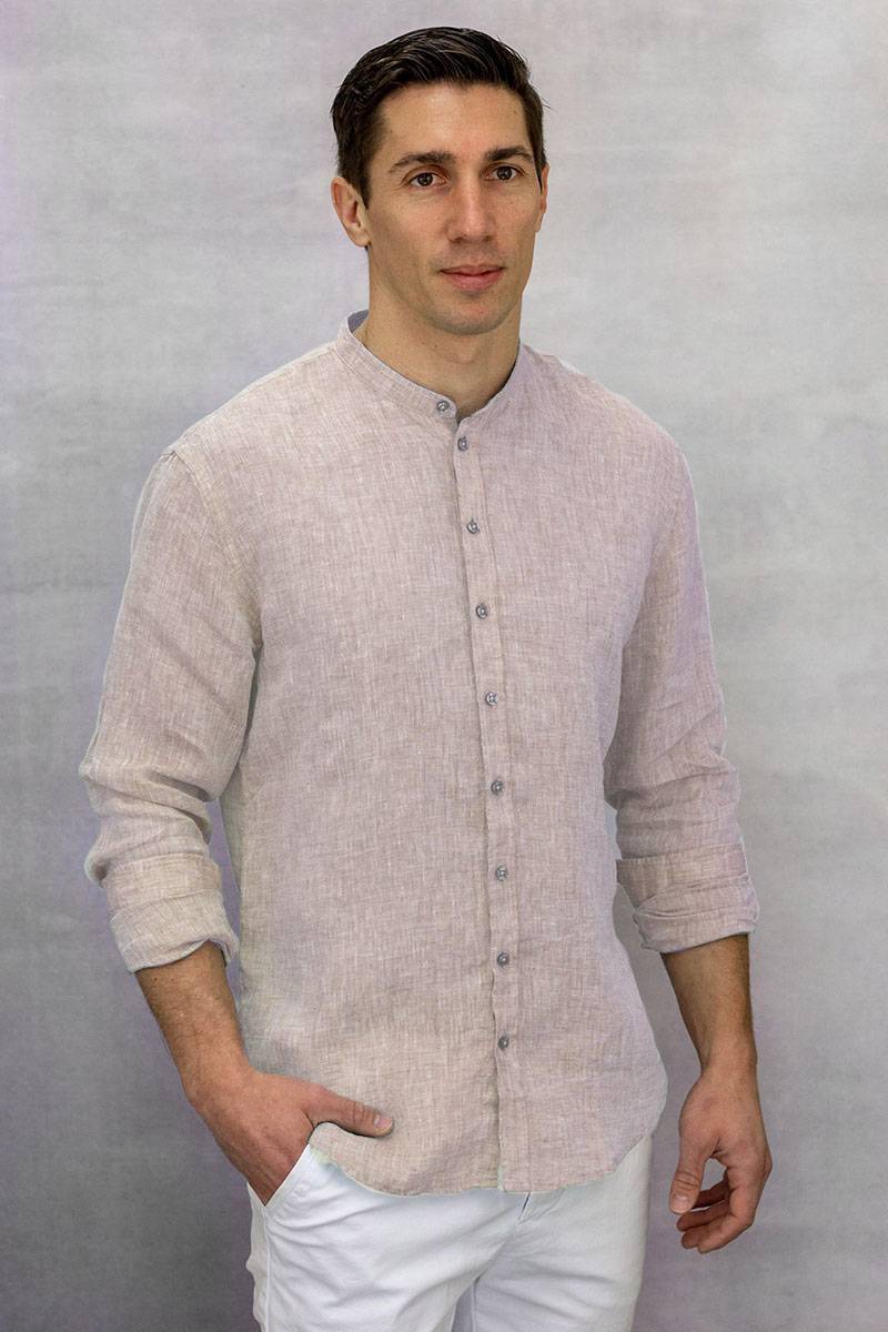 Q1 Manufaktur RENE-Stehkragen Slim Relaxed verkürzte Hemdlänge