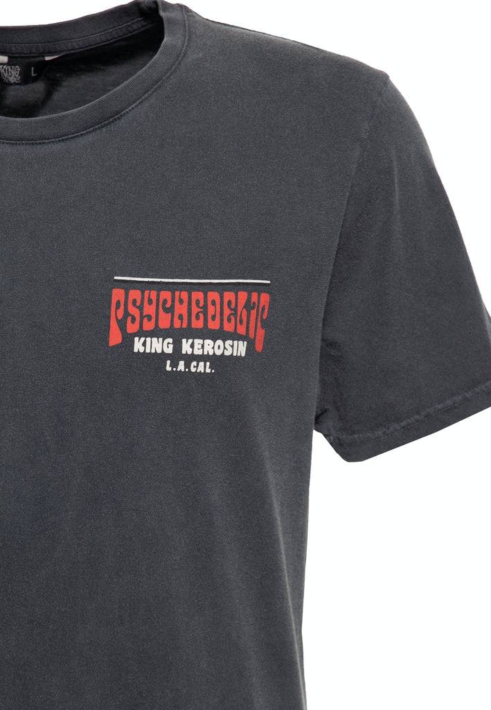 Queen Kerosin Acid Wash Print T-Shirt «Psychedelic Custom Chopper»