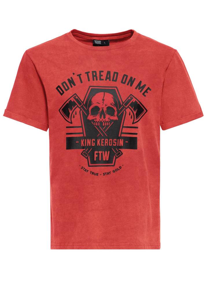 Queen Kerosin Acid-Washed T-Shirt «Don't Tread On Me»