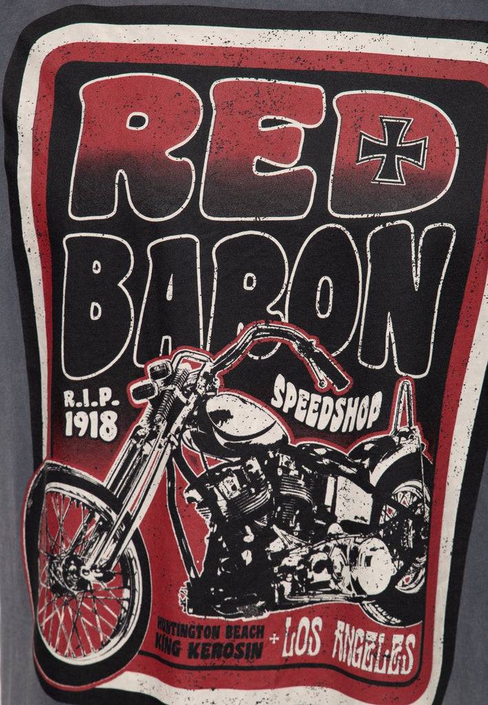 Queen Kerosin Acid Washed T-Shirt «Red Baron Speedshop»