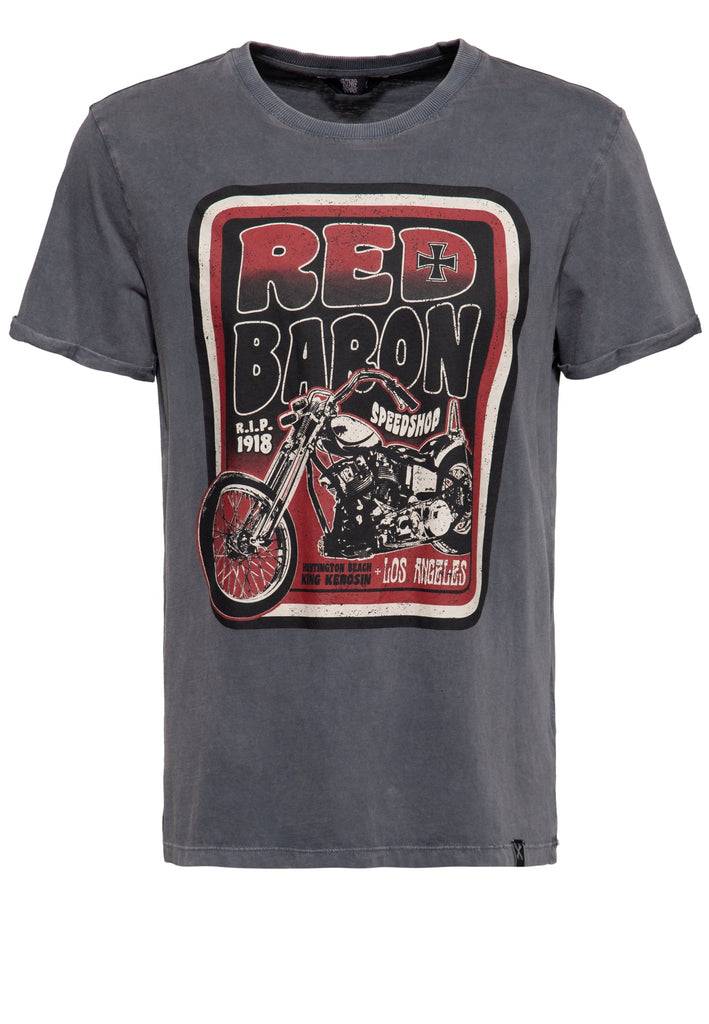 Queen Kerosin Acid washed T-Shirt «Red Baron Speedshop»