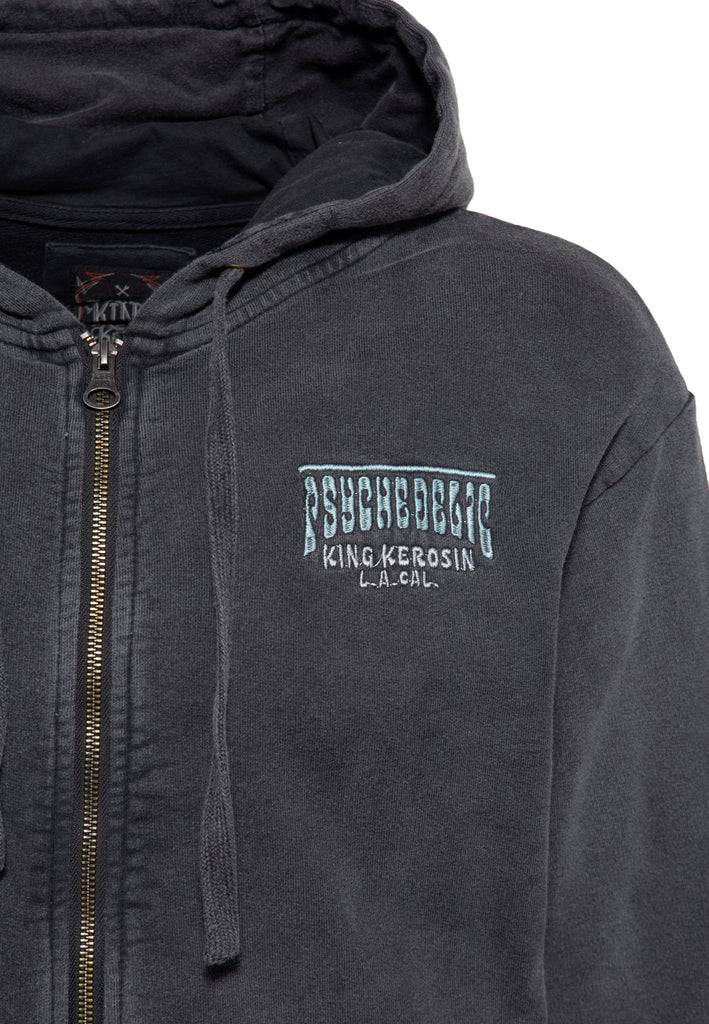 Queen Kerosin Acid Washed Zip Hoodie «Psychedelic Custom Chopper»