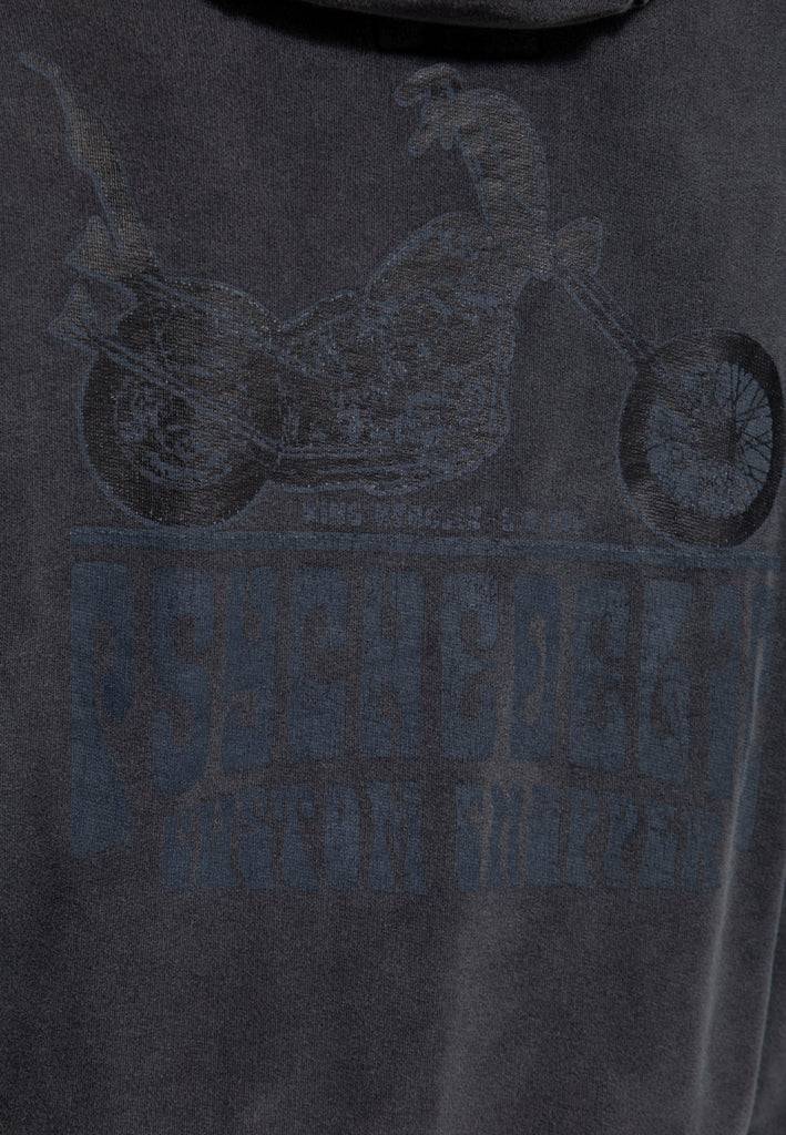 Queen Kerosin Acid Washed Zip Hoodie «Psychedelic Custom Chopper»