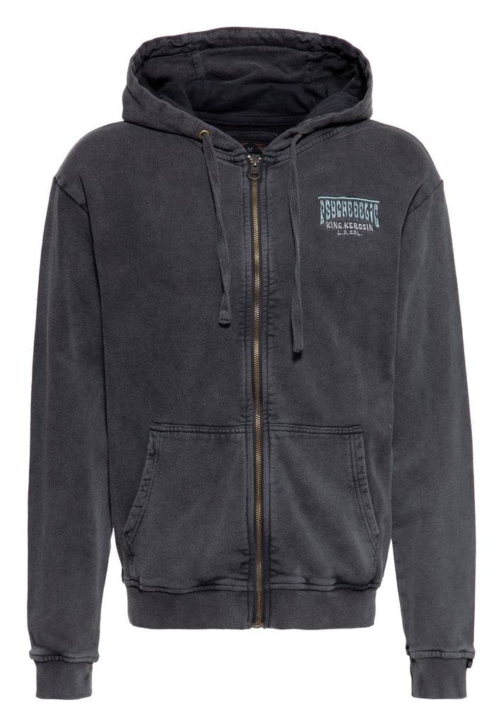 Queen Kerosin Acid washed Zip Hoodie «Psychedelic Custom Chopper»