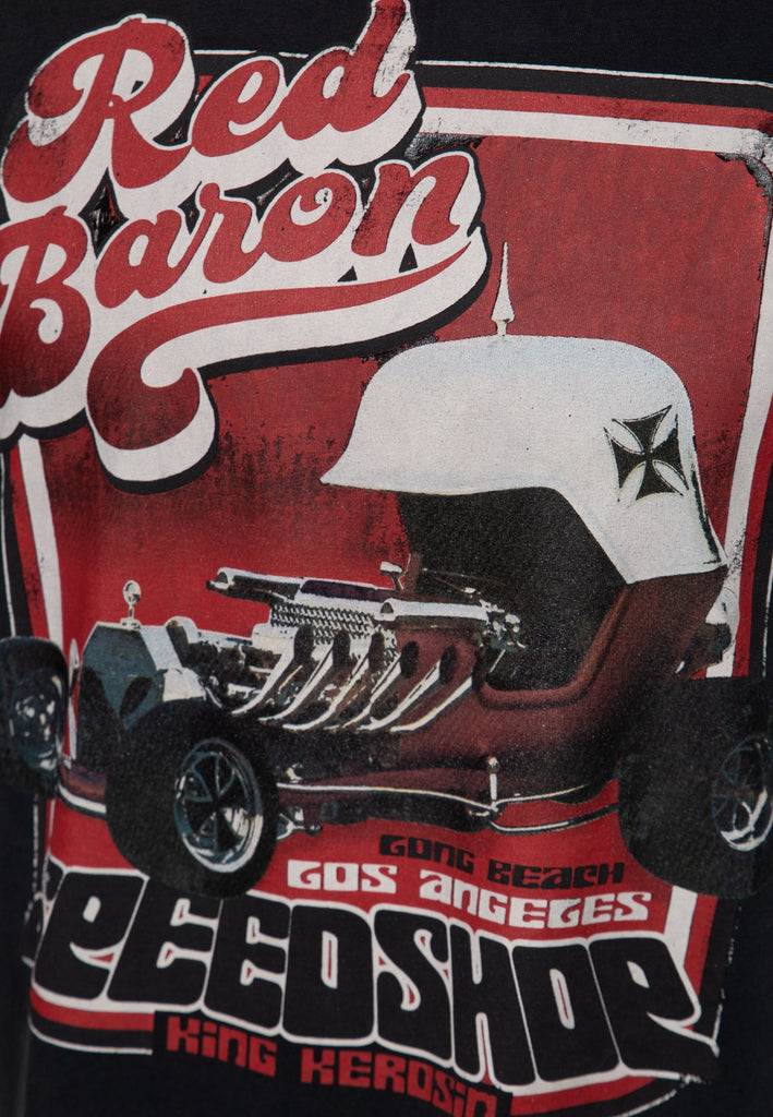Queen Kerosin Acidwash T-Shirt «Red Baron Long Beach»
