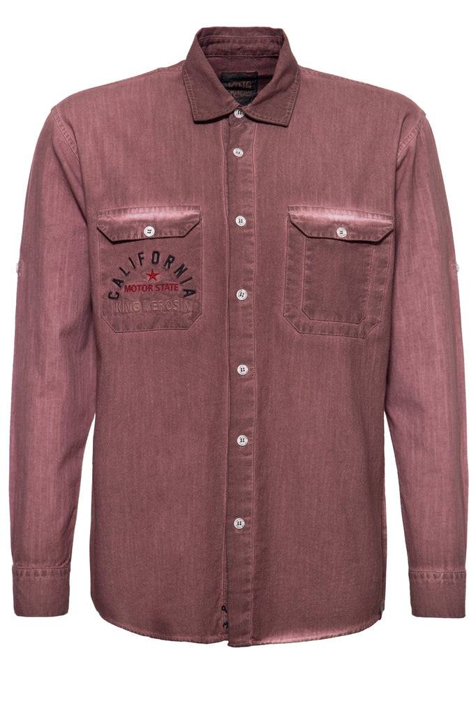Queen Kerosin Authentisches Langarmhemd «California Bear»