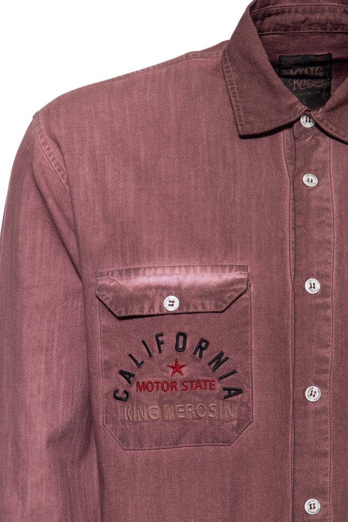 Queen Kerosin Authentisches Langarmhemd «California Bear»