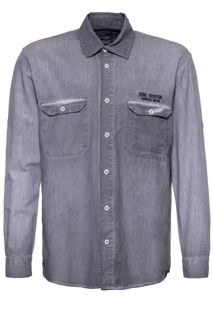 Queen Kerosin Authentisches Langarmhemd «Zombie Garage»