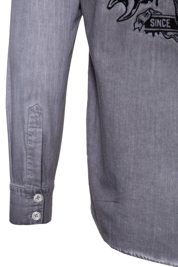 Queen Kerosin Authentisches Langarmhemd «Zombie Garage»