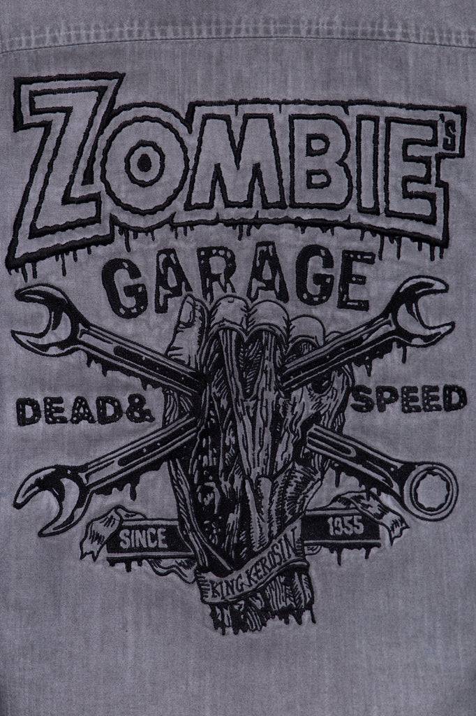 Queen Kerosin Authentisches Langarmhemd «Zombie Garage»