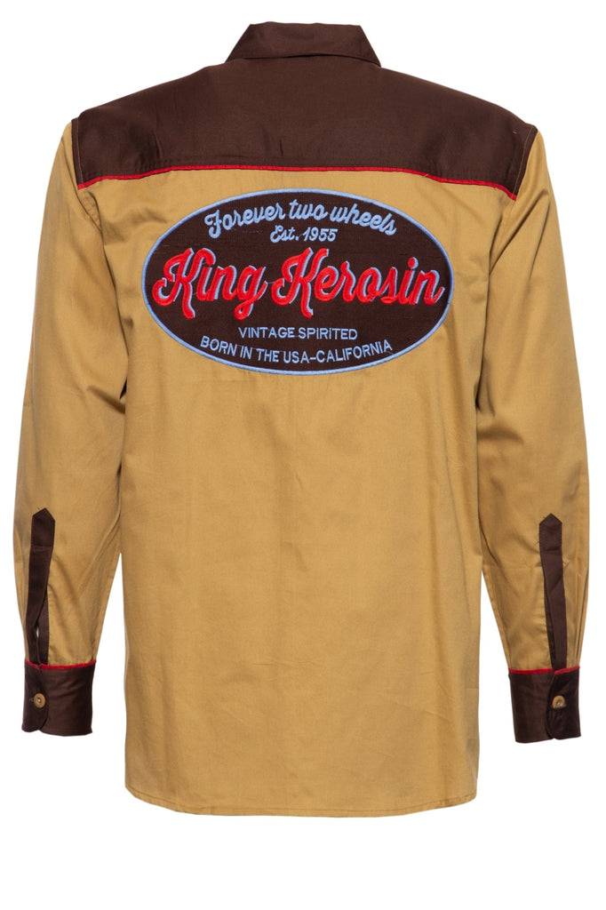 Queen Kerosin Authentisches Retro Hemd Mit Stickereien «Forever 2 Wheels»