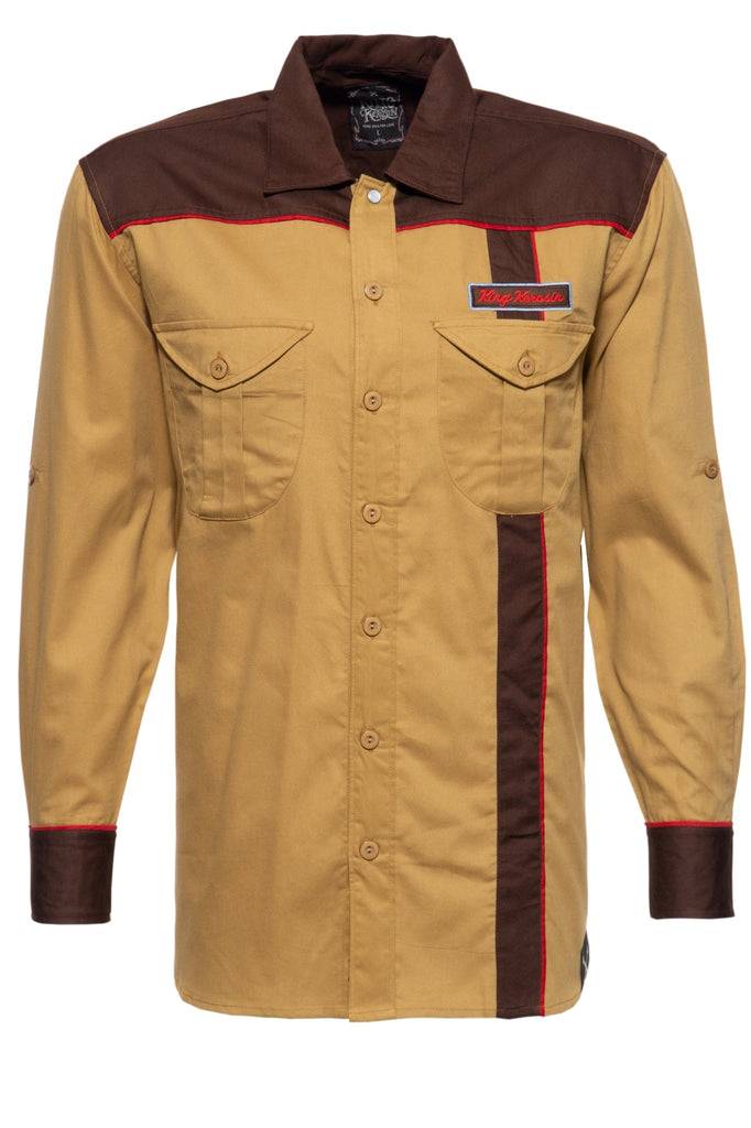 Queen Kerosin Authentisches Retro Hemd mit Stickereien «Forever 2 Wheels»